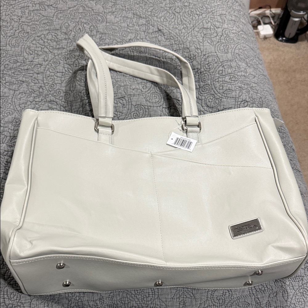 Women's Cream Laptop Tote Bag - Bella Russo - Extra Large